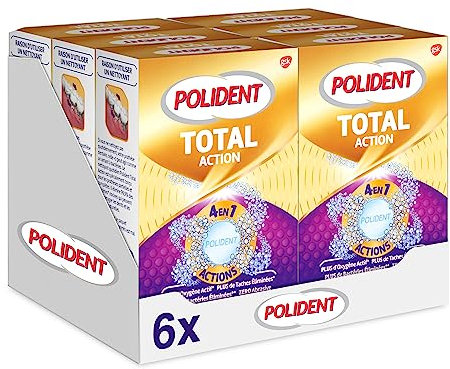 Polident Nettoyant Total Action, Pour Prothèses Dentaires Partielles ou Complètes, Réduit La Formation de Plaque, lot de 6x66 Comprimés