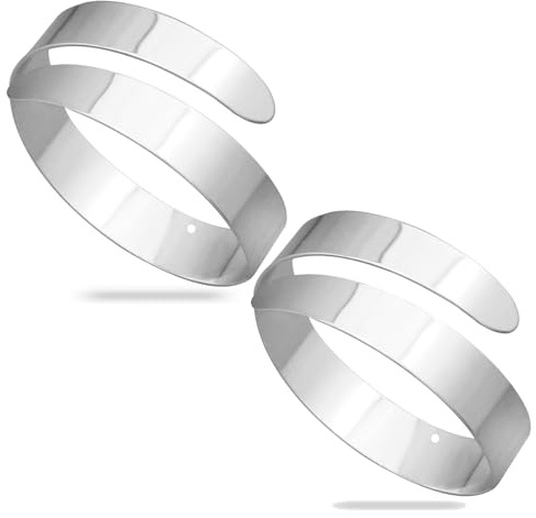 RechicGu 2 Pieces Greek Upper Arm Bracelet Cuff Band Metal Adjustable Gypsy Bohemian Armband Bangle Jewelry Set Armlet Belly Dancer Costume Wedding Silver