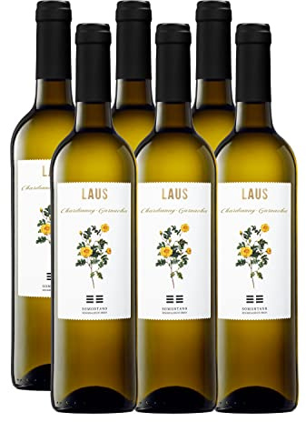 LAUS - Pack de 6 Botellas de Vino de 75 cl - Vino Blanco Chardonnay-Garnacha - Denominación de Origen Somontano - Elaborado con Variedades Chardonnay y Garnacha - Aroma Frutal - Vino Vegano
