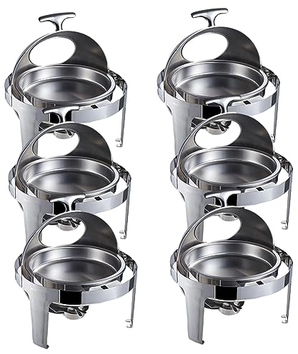 CSUNNY Chafing Dish Buffet Set Rectangular Coil Top Heating Set Insulated Four Piece Water Tray Food Tray Holder Lid for Dining at Parties Weddings Birthdays,six