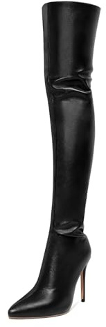 Bottes à Talons Hauts au-Dessus du Genou pour Femmes Bottes Longues Sexy à Bout Pointu avec Fermeture éclair au Dos Aiguille Robe soirée Extensible à la Mode Cuissardes Hautes