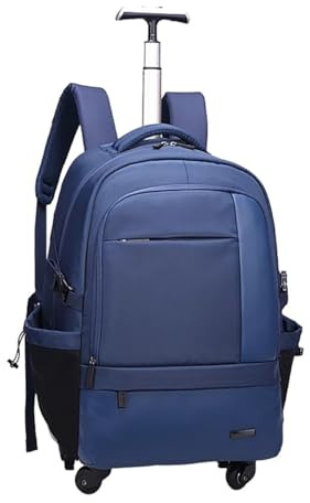 BININBOX Wheeled Travel Backpack for Laptop 35L Water-Resistant Bussiness Trolley Work and Casual Use (Blue)