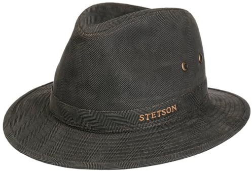 Stetson Herringbone Stoffhut Traveller Winter Herren anthrazit-schwarz XXL (62-63 cm)