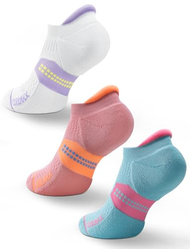 Juclise Calcetines de compresión Coolmax Bamboo para correr, invisibles, para mujer, con absorción de (FR/ES, Números, 38, 42, Regular, Regular, Lila brillante+Aguamarina+Rosa Polvoriento)