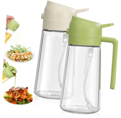 Cabilock 2pcs Oil Sprayer Glass Oil Dispenser Bottles Wide Mouth Sprayer for Cooking Refillable Dispenser Locking Cap Kitchen Containers