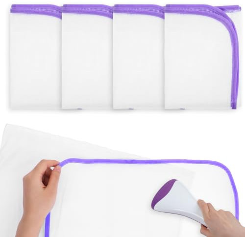 Oruola 4 Stück Bügelkissen 40 x 60cm,Einfaches Bügeln und Schutz,Bügeltuch für Dampfbügeleisen,Bügelmatte für Einfaches Bügeln und Schutz,Verbrühungsschutznetze Bügel Schutztuch Mesh Stoff Pad,Lila