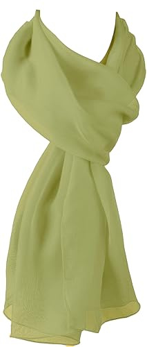 World of Shawls Chiffon Scarves Wraps for Wedding Party Special Occasions Women Plain Neck Scarf Soft Headwrap Girls Headscarf Sheer Wrap 45 x 160 Cm (Apple Green)