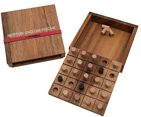 ROMBOL Neptun und die Fische, (Frank Rehm, Deutschland, 2016), Gesellschaftsspiel für 2 Personen, Familienspiel, Brettspiel, Gesellschaftsspiel aus Holz