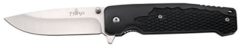 THIRD Messer 102792, Holzgriff, Klinge rostfreier Stahl 420 9,8 cm, mit Nylonabdeckung.