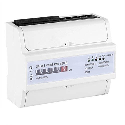 AC 220V 20 (80) A Multifunktions Digital Stromzähler hutschiene, XTM1250S-U Digitales 3 Phasen 4 Draht KWh Meter DIN Schienen 6 Stelliges Stromzähler