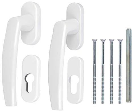 Alu Terrassentürgriff Set mit Rosetten - RAL9016 weiß