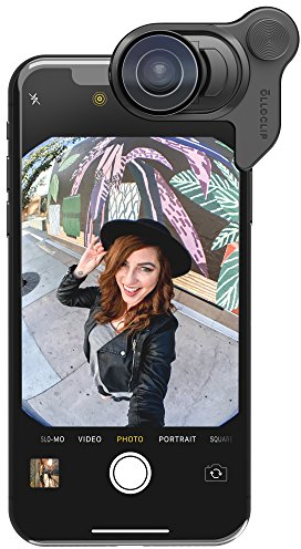 olloclip Connect X - Vorsatzlinsen, Handy Objektiv mit Fischauge und Makro 15x für Apple iPhone X - Schwarz