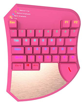 Tastiera Meccanica da Gioco personalità della Moda Wired One-Handed Mechanical Gaming Keyboard for Windows Pc And X1, LED Backlit Portable Mini Game Keypad, Red