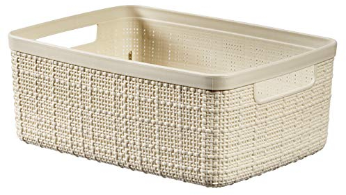 Curver Juliet Cesta Jute 100% plástico Reciclado Rectangular, Blanco Roto, S: 5 L