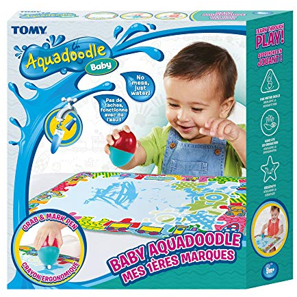 TOMY AquaDoodle Mes 1ères marques - Tapis de Dessin à l'eau pour Bébé, Jeu officiel de TOMY de Coloriage et de Dessin, Non salissant, Tapis pour Bébés, Garçons et Filles, Multicolore