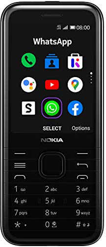 Nokia 8000 4G Dual-SIM Mobiltelefon in edlem Look (2.8 QVGA Display, 4G Technologie, 4 GB Speicher (bis zu 128 GB via microSD), Bluetooth, 2 MP Kamera, FM Radio & MP3-Player) schwarz