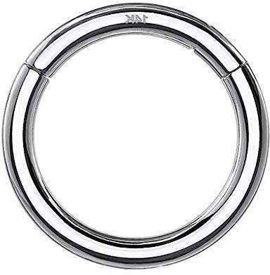 Taffstyle Piercing Clicker Scharnier Ring 585 Gold 14 Karat Segmentring Septum Tragus Helix Ohr Nase Nasenring Nasenpiercing Ohrpiercing Weißgold 1,6mm x 8mm
