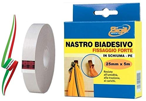 NASTRO BIADESIVO IN SCHIUMA POLIURETANICA FISSAGGIO FORTE 25 mm X 5 mt SIGILL ITALY