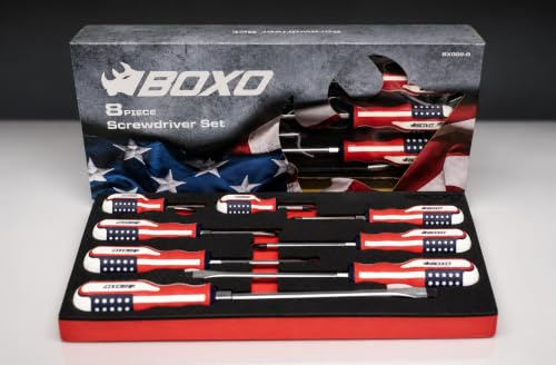 BOXO Limitierte Auflage, 8-teiliges Schraubendreher-Set mit amerikanischer Flagge
