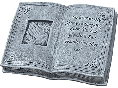 stoneandstyle Grabschmuck Steinguss Buch mit Trauerinschrift Frost- und wetterfest