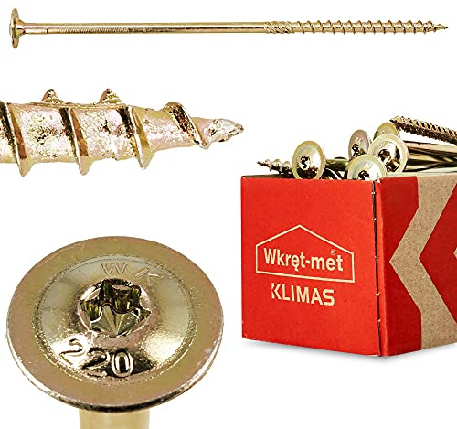 KLIMAS® Holzschrauben Torx Schrauben Set Tellerkopfschrauben TX 8 mm x 220mm 50 Stück | Holzbauschrauben Selbstbohrende Spanplattenschrauben Terrasenschrauben Dachkonstruktion Holz Schraubenset