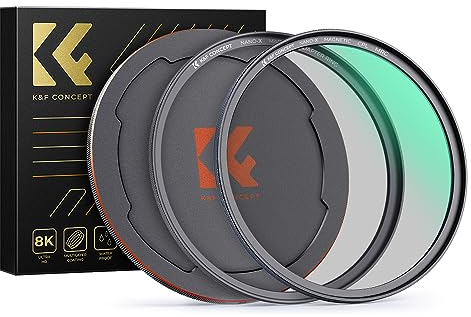 K&F Concept 77mm Magnetic CPL Filter Polarizing, Magnetic Adapter Ring with Alloy Lens Cap, Circular Polarising Multi-coated Optical Glass for DSLR Cameras (Nano-X Series)