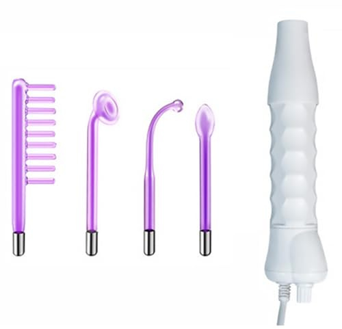 Healifty High Frequency Beauty Device with UK Plug Electrical Therapy Instrument Rod for Facial Skin Care Handheld Skin Care Tool with 5 Interchangeable Tubes for Anti-Aging Ozone Sterilisation