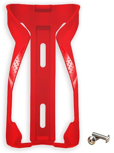 PRO BIKE TOOL Carbon Composite Water Bottle Cage - Lightweight Bike Bottle Holder for Road and Mountain Bikes - Fits 20-33oz Bottles, Easy Installation, High Collar Design - Red, 6.1 x 2.9 In