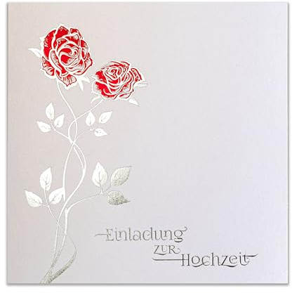 Art Nuvo HOCHZEITSEINLADUNGEN - SATZ 20 St, 135x135mm MIT BEDRUCKBAREN EINLAGEN UND UMSCHLÄGEN FÜR HOCHZEIT – FARBIGE, METALLISCHE FOLIE, GEPRESSTES MUSTER AUF METALLICPAPIER, ZAP_DE_21