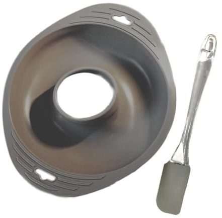 PACK Molde bizcocho agujero de silicona + espátula silicona con mango de PVC de 25 cm / molde de bizcocho / repostería fácil con accesorio / molde de tarta / limpieza sencilla / antiadherente