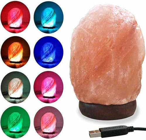 Salt Lamp Natural Himalayan Crystal 7 Colors Changing Natural Salt Lamp Light Glow Hand Crafted Night Light for Lighting Pink Mini Small Lamp Home Decor Decoration Exam Gift