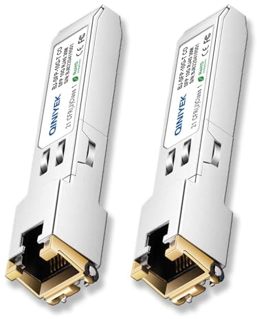 QINIYEK [Paquete de 2] Transceptor SFP+ a RJ45, módulo SFP+ de Cobre, Cat.6a/7, hasta 30 m, para Cisco SFP-10G-T-S, MikroTik S+RJ10, Ubiquiti UF-RJ45-10G, Netgear AXM765, TP-Link, Fortinet