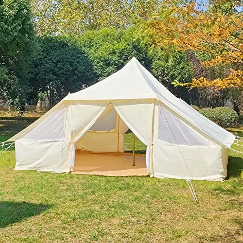 Outdoor Wasserdichtes 5X4M Quadratisches Bell Zelt Glamping Wand Zelt mit Doppelter Großer Tür für 6-8 Personen