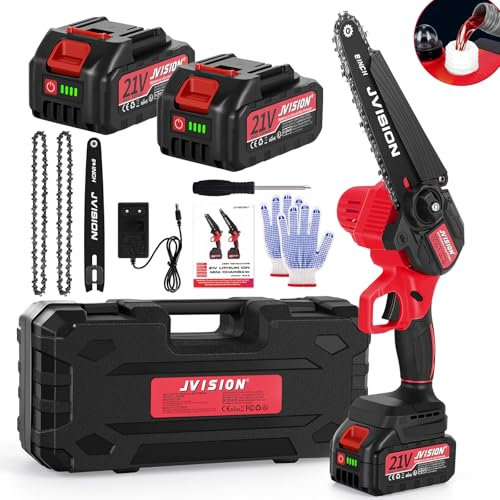 JVISION Motosega a Batteria con 8000mAh Batterie, Mini Motosega Elettrica a Batteria per Potatura, Elettrosega Compatta Sega da Potatura