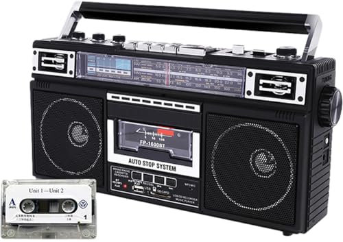 Radio Y Grabadora Retro, Radio Reproductor De Cassette Portátil, con AM/FM/SW1/SW2, Reproductor De CD Portátil Boombox, Radio FM, USB, Altavoz Bluetooth, Función De Transcripción De Soporte
