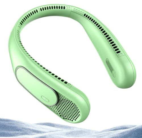 Dnenellr Ventilatore da Collo Batteria 6000mAh Ricaricabile, Ventilatore Collo Portatile USB a 4 Velocità, Design Senza Pale per Viaggio, Ufficio, Campeggio & Esterno, Uomo Donna (Smeraldo)
