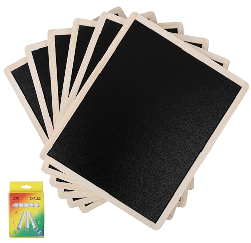 Kurtzy Lot de 6 Tableaux Noirs Double Face avec Cadres en Bois - Ardoise à Craie sur Tableau Noir - Petite Ardoise Noire pour Enfant - Menu de Restaurant et Décoration d’Événement