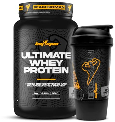 Pack BigMan Ultimate Whey Protein 1 kg + Shaker de REGALO PRO | Aumenta el crecimiento muscular | Entrenamientos intensos | Máxima asimilación (1 KILO, Chocolate)