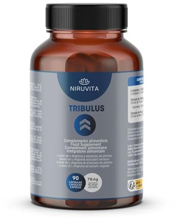 NIRUVITA | TRIBULUS Terrestris | 40% Saponines | L-Arginine, Maca, Stearate de Magnésium | Plus Force + Endurance + Performance | Stimulant Énergétique | Sans Additifs | 100% Végétalien | 90 Capsules