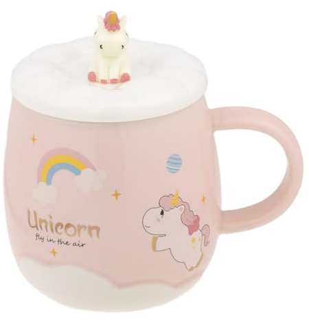 lachineuse - Taza de unicornio, color rosa. Capacidad: ml, con tapa y cuchara