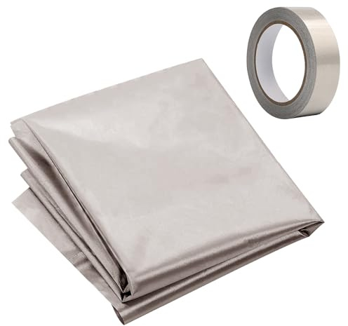 Faraday Fabric, tessuto di schermatura in tessuto Faraday, protegge il segnale in tessuto conduttivo, schermatura RFID, materiale di blocco del segnale RF (rilegatura su tela, 1 m x 1,1 m, con nastro