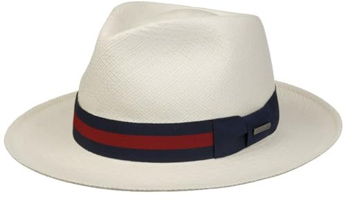 Stetson Chapeau Panama Jendricks Fedora Femme/Homme - Made in Ecuador d'été en Paille de Soleil Été Printemps-été - S (54-55 cm) Blanc