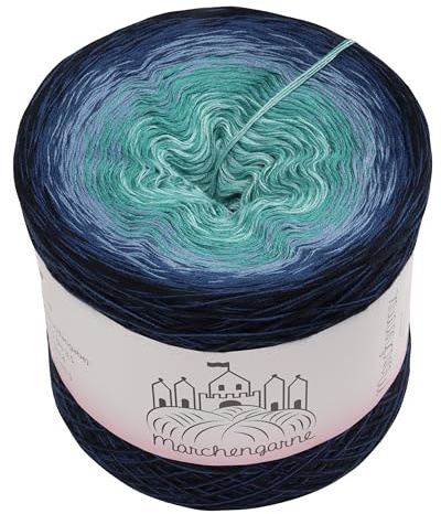 Farbverlaufsgarn Bobbel 200g - 760m 4Fädig Wolle Strickwolle Häkeln bubble (Waldsee - Marine außen)