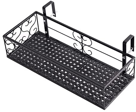 ZTZBFGM 50x25x12cm, Fioriera Sospesa per Ringhiera Porta Piante da Balcone Scaffale per Ringhiera per Fiori, Ringhiera in Ferro per Fiori Rettangolare per Ringhiera Esterna