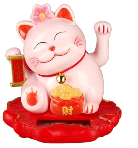 Glückskatze, winkende Katze, solarbetrieben, Maneki Neko, winkende Hände, Glückskatze Glückskatze Glückskatze Reichtum Willkommenskatze Zuhause Auto Dekoration (2313 Rosa)
