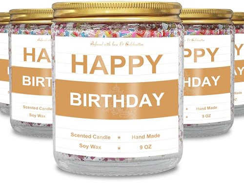 9OZ Scented Happy Birthday Candle Lavender Birthday Gifts for Women,Special Sprinkles Scented Candles Gifts for Women (Happy Birthday, Gold, Medium)