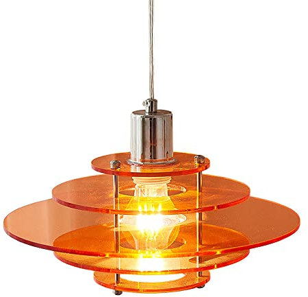 Plafonnier Suspendu en Acrylique, Lampes suspendues créatives en Forme de Soucoupe Volante, Lampe Industrielle Classique Vintage pour îlot/Salon (Orange)