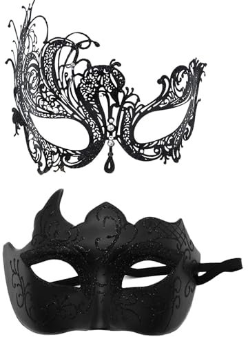 Paar-Maskerade-Maske-Set,Maskerade-Maske-Paare-Set, Retro-Spitzen-Augenbinde, Glitzerndes Kostüm-Masken-Set, Urlaubszubehör für Bühnenauftritte