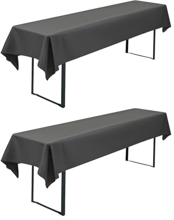 FXKS 2 Bier Tischdecken für Rechteck Tische, Dunkelgrau, 110x260 cm | Polyester Tischdecke, Waschbare und Langlebige Tischdecke Tischdeckes für Garten Partys Geburtstagsfeier oder Grill