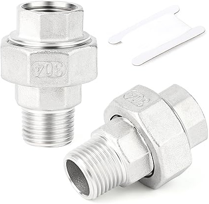 TAISHER 2 piezas 304 Stainless Steel Union，1BSP Male x 1BSP Female Cast Pipe Fitting